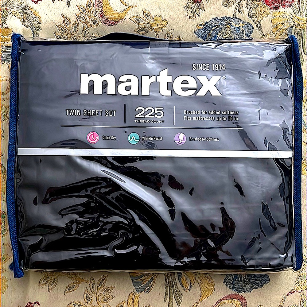 Martex Solids Twin Sheet Set Ebony NWT